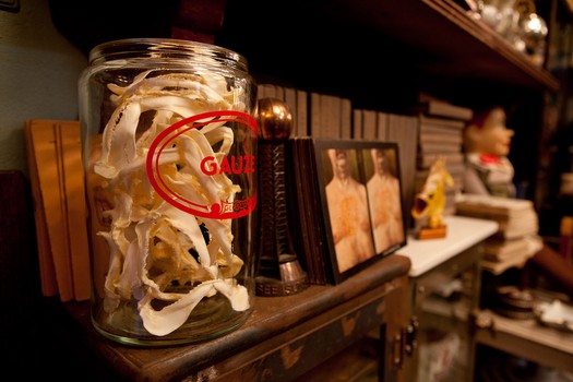 A jar of animal jaws at Obscura Antiques & Oddities.